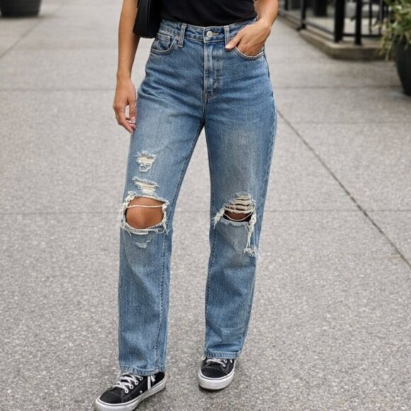 wild fable Denim - Wild Fable Super High Rise Straight Leg Distressed Jeans Size 2 Trendy Denim